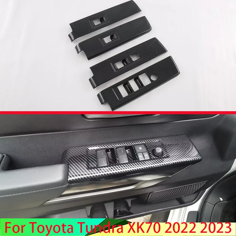 Для Toyota Tundra XK70 2022 2023, Стильная крышка подлокотника из углеродного волокна для двери и окна, панель переключателя, отделка, молдинг, украшение
Для Toyota Tundra XK70 2022 2023, Стильная крышка подлокотника из углеродного волокна для двери и окна, панель переключателя, отделка, молдинг, украшение