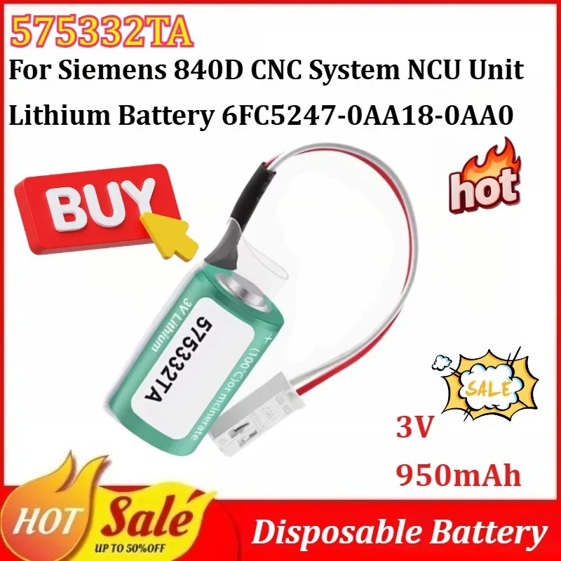 5Pcs 575332TA 3V 950mAh Disposable Battery for Siemens 840D CNC System NCU Unit Lithium Battery 6FC5247-0AA18-0AA0
5Pcs 575332TA 3V 950mAh Disposable Battery for Siemens 840D CNC System NCU Unit Lithium Battery 6FC5247-0AA18-0AA0