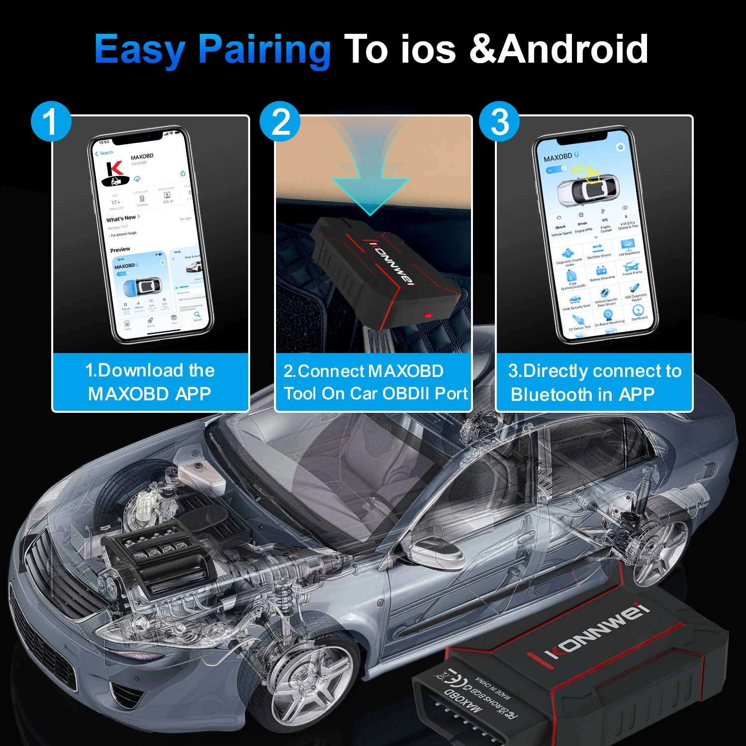 NEW KONNWEI MAXOBD Car All System Scanner blue-tooth 5.0 with Free MAXOBD APP for Android and IOS Quality Auto Diagnostic Tool
NEW KONNWEI MAXOBD Car All System Scanner blue-tooth 5.0 with Free MAXOBD APP for Android and IOS Quality Auto Diagnostic Tool