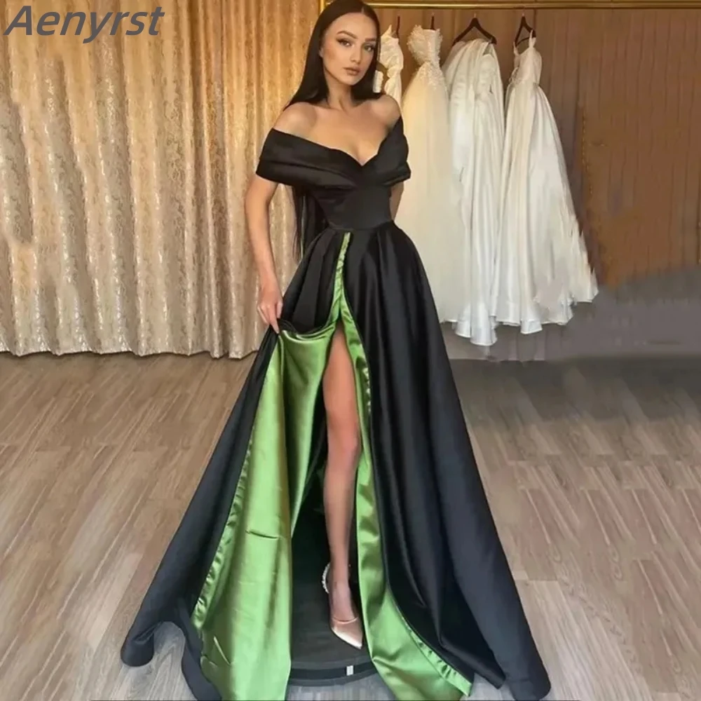 Aenyrst Off The Shoulder Prom Gowns High Split Formal Dress Elegant A-Line Wedding Party Gown Floor Length Christmas Dresses
Aenyrst Off The Shoulder Prom Gowns High Split Formal Dress Elegant A-Line Wedding Party Gown Floor Length Christmas Dresses