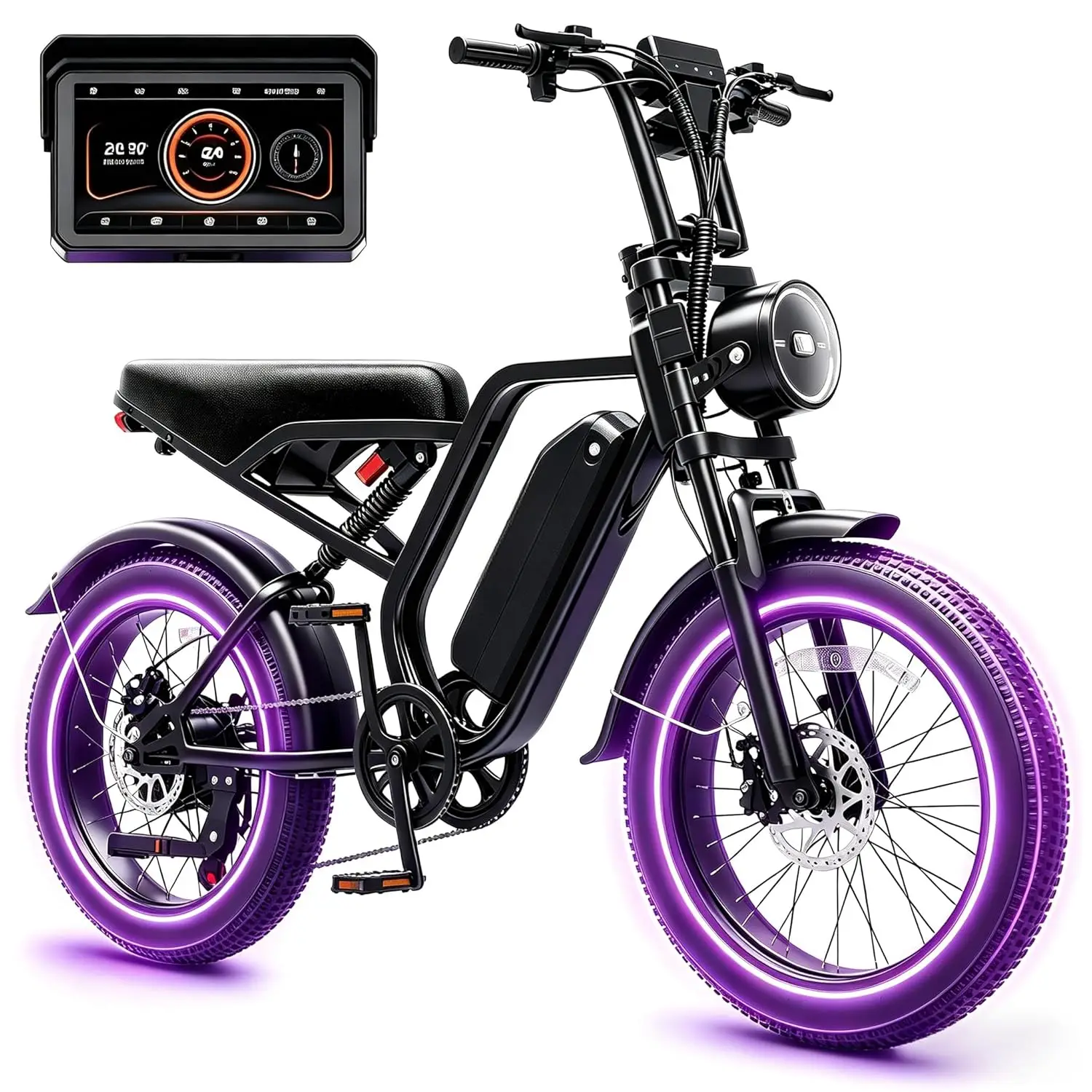 1500W Peak Electric Bike Adults Carplay 48V 15AH Fast Motor 20" Fat Tire Mountain 50MPH Dirt LCD LED Headlights Horn, Custom
1500W Peak Electric Bike Adults Carplay 48V 15AH Fast Motor 20" Fat Tire Mountain 50MPH Dirt LCD LED Headlights Horn, Custom
