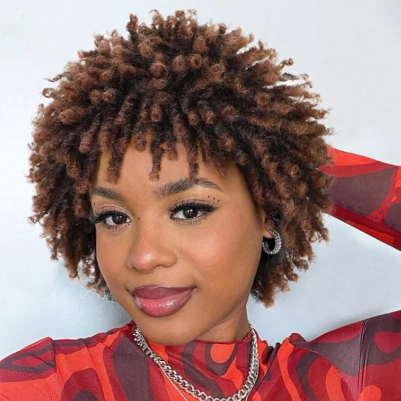 Short Braided Wigs for Black Women, Faux Locs Synthetic Hair, Afro Curly Kinky Twist Style
Short Braided Wigs for Black Women, Faux Locs Synthetic Hair, Afro Curly Kinky Twist Style