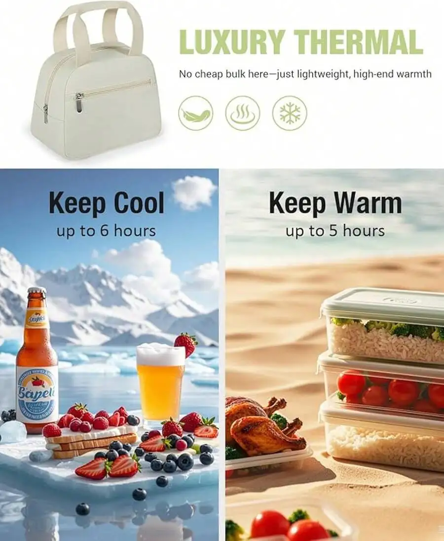Insulated Lunch Tote Bag Reusable Thermal Cooler For Work Commute Keep Cool Or Warm Up To 6 Hours
Insulated Lunch Tote Bag Reusable Thermal Cooler For Work Commute Keep Cool Or Warm Up To 6 Hours