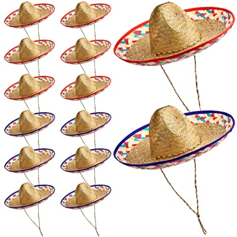 12 Pcs Sombrero Hats for Adult Men Women with Chinstrap Straw Hat Mexican Costume Party
12 Pcs Sombrero Hats for Adult Men Women with Chinstrap Straw Hat Mexican Costume Party