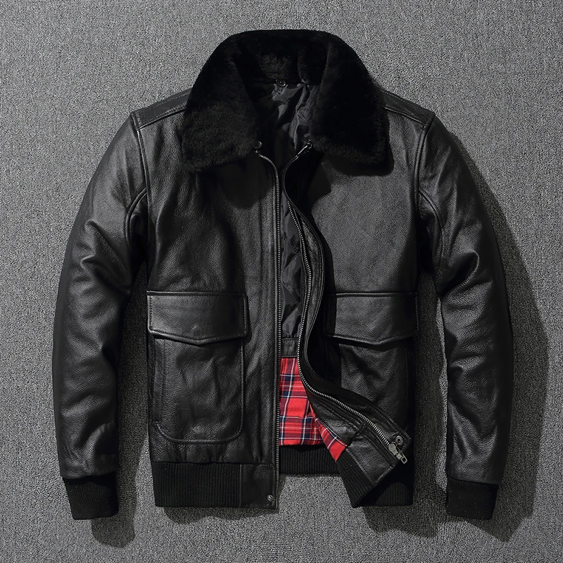 Genuine Leather Clothes Men's First Layer Cowhide Air Force Flight Suit Plus Size Cotton Fur Collar Leather Jacket Simple Winter
Genuine Leather Clothes Men's First Layer Cowhide Air Force Flight Suit Plus Size Cotton Fur Collar Leather Jacket Simple Winter