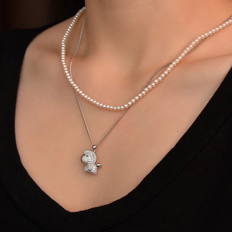 Horse Necklace S925 Sterling Silver Full Zircon Shell Pearl Double Layer Pendant Chain Set
Horse Necklace S925 Sterling Silver Full Zircon Shell Pearl Double Layer Pendant Chain Set