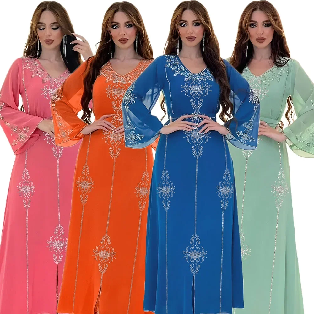 New Dubai Kaftan Chiffon Diamonds Abayas for Women Muslim Evening Party Long Sleeve Maxi Dress Islamic Clothing Arab Turkey Gown
New Dubai Kaftan Chiffon Diamonds Abayas for Women Muslim Evening Party Long Sleeve Maxi Dress Islamic Clothing Arab Turkey Gown
