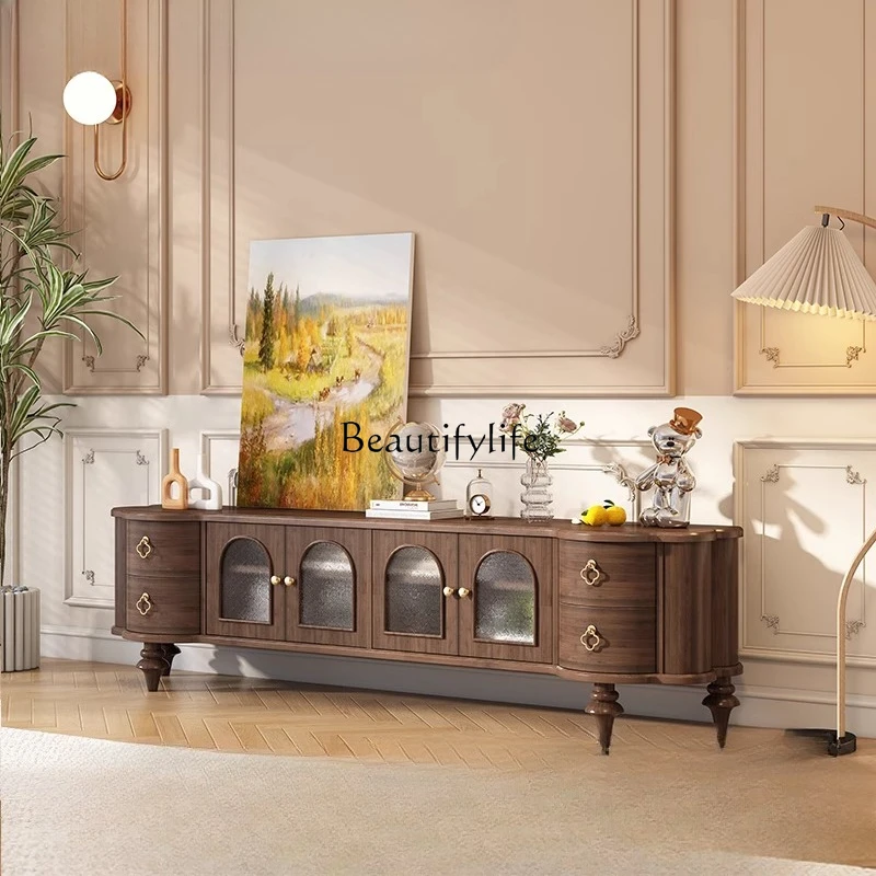 French black walnut solid wood TV cabinet retro light luxury modern light American TV cabinet
French black walnut solid wood TV cabinet retro light luxury modern light American TV cabinet