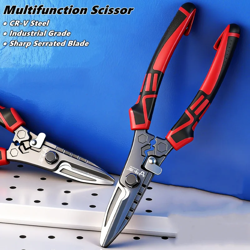 Multi-Functional Electrician Scissors, Crimping Wire Cutting Tool with Wrench Aviation Snips for Metal Sheet and Cable Cutting
Multi-Functional Electrician Scissors, Crimping Wire Cutting Tool with Wrench Aviation Snips for Metal Sheet and Cable Cutting