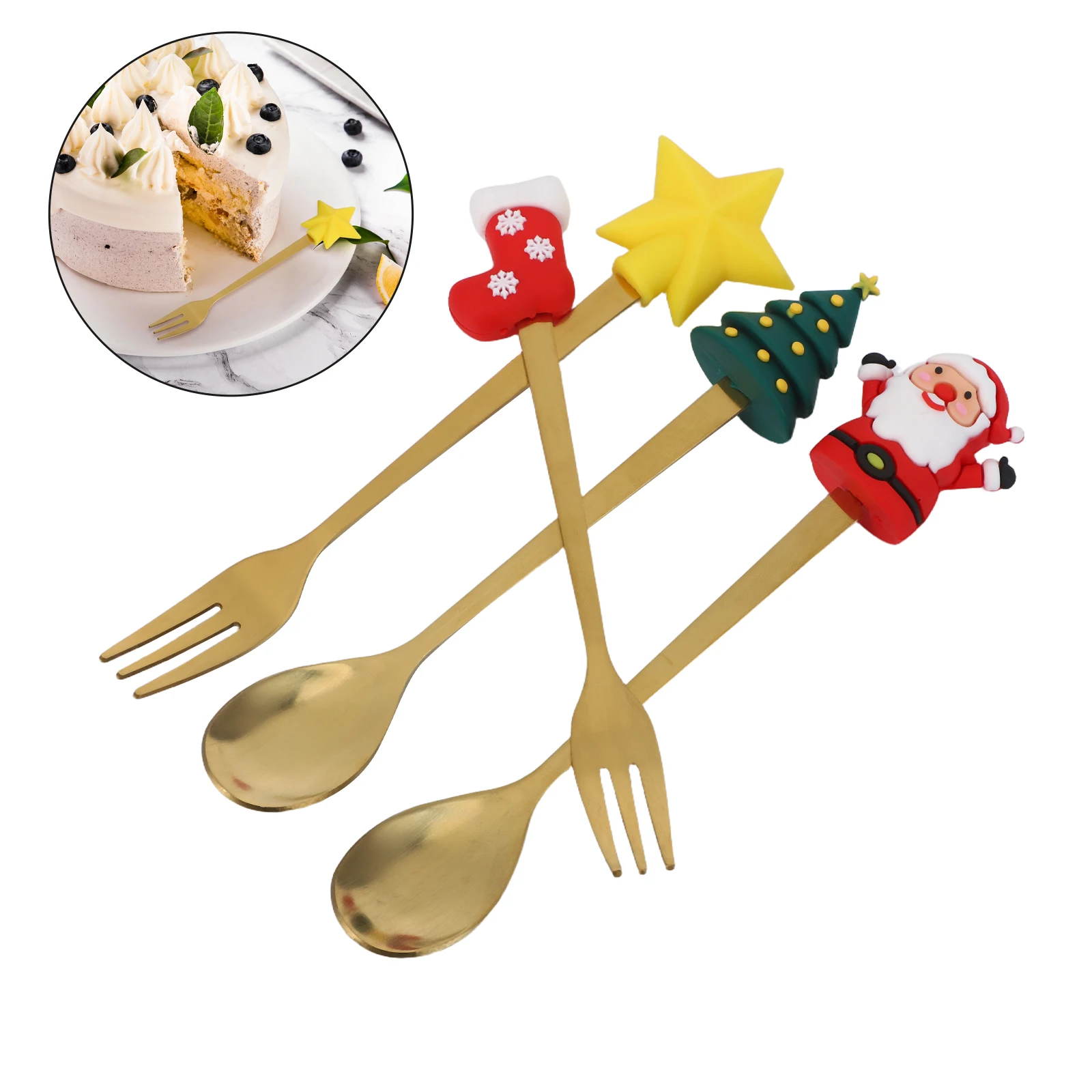 1 Set Christmas Cutlery Kit Stainless Steel Coffee Spoons Dessert Fork Long Handle Mixing Spoon For Tea Ice Cream Home
1 Set Christmas Cutlery Kit Stainless Steel Coffee Spoons Dessert Fork Long Handle Mixing Spoon For Tea Ice Cream Home