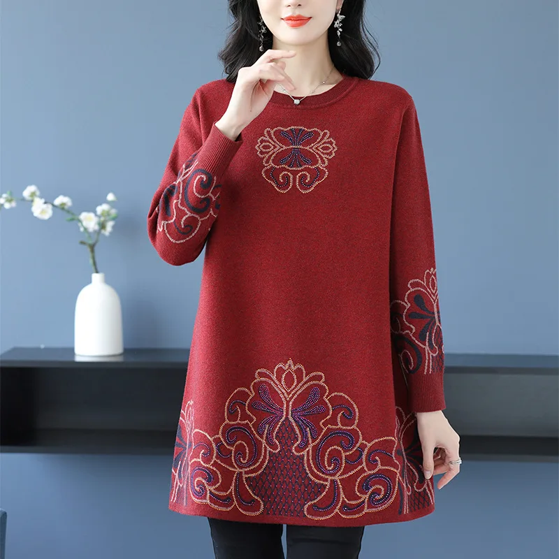 High Quality Pulls Femmes Middle-long Mother Knitwear Sweater New Printed Spring Autumn Winter Pullover Woolen Women's Jumper
High Quality Pulls Femmes Middle-long Mother Knitwear Sweater New Printed Spring Autumn Winter Pullover Woolen Women's Jumper