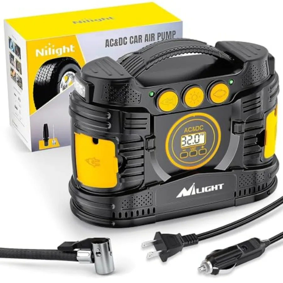 Tire Inflator Portable Air Compressor Dual Power for Car 12V DC and Home 110V AC Tires Pump Pressure Gauge Fast Inflate Auto Sh
Tire Inflator Portable Air Compressor Dual Power for Car 12V DC and Home 110V AC Tires Pump Pressure Gauge Fast Inflate Auto Sh
