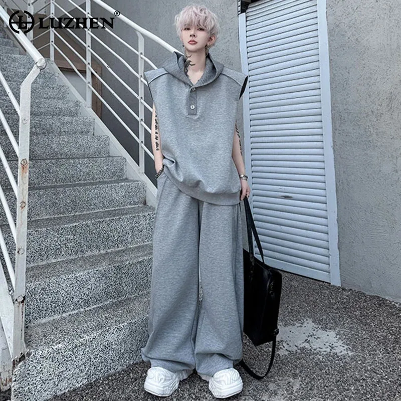 LUZHEN 2025 Summer New Two-piece Sets Men's Trendy Solid Color Hooded Sleeveless Sweatshirt Street Loose Wide Leg Pants JY2066
LUZHEN 2025 Summer New Two-piece Sets Men's Trendy Solid Color Hooded Sleeveless Sweatshirt Street Loose Wide Leg Pants JY2066
