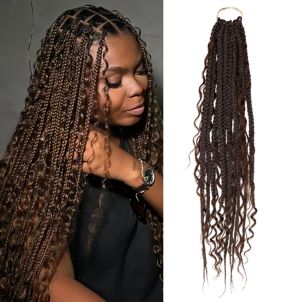 24 Inch Black Goddess Crochet Box Braids with Curly Ends Synthetic Hair Extensions for Women Easy Installation Low Maintenance
24 Inch Black Goddess Crochet Box Braids with Curly Ends Synthetic Hair Extensions for Women Easy Installation Low Maintenance