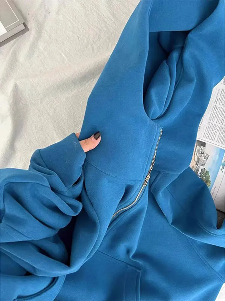 Корейская синяя толстовка на молнии для женщин, весна 2026, новая модная свободная модель, трендовый топ в корейском стиле с длинными рукавами
Корейская синяя толстовка на молнии для женщин, весна 2026, новая модная свободная модель, трендовый топ в корейском стиле с длинными рукавами