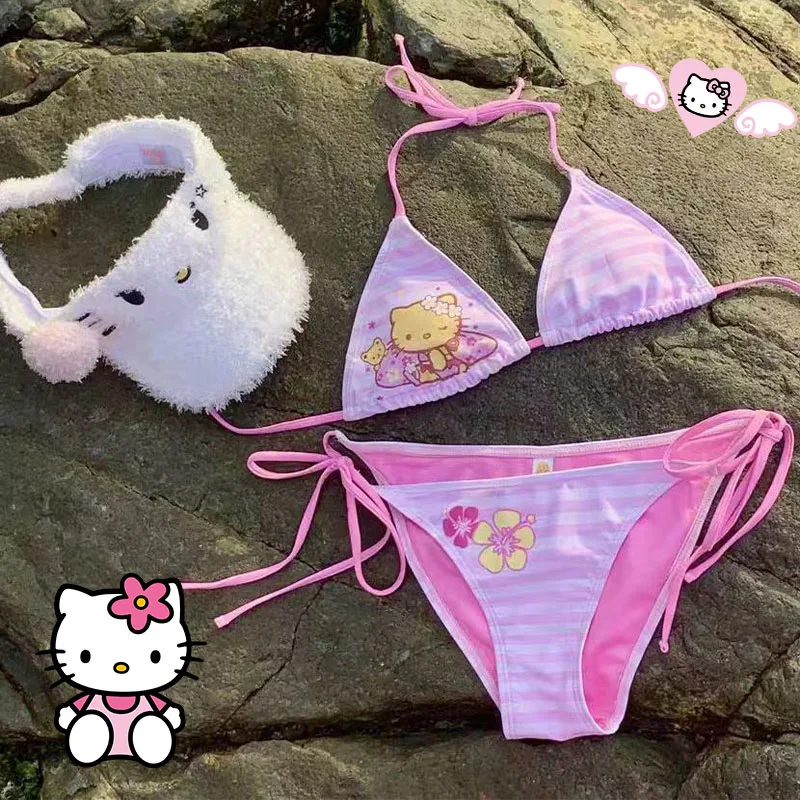 Hello Kittys Women's Swimsuit Set Summer Vacation Tie Side Bikini Y2K Girls Split Swimwear Strap Adjustable Female Sexy Bikini
Hello Kittys Women's Swimsuit Set Summer Vacation Tie Side Bikini Y2K Girls Split Swimwear Strap Adjustable Female Sexy Bikini