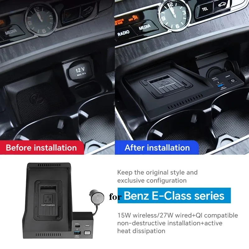 for Mercedes Benz W213 E-Class E200 E300 E260 2016-2023 Car QI Wireless Onboard Charging Pad Fast Charger Mobile Phone Holder
for Mercedes Benz W213 E-Class E200 E300 E260 2016-2023 Car QI Wireless Onboard Charging Pad Fast Charger Mobile Phone Holder