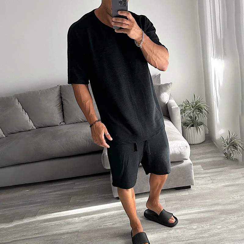 2026 Summer New Men's Casual Set Fashion O-Neck Oversized T-Shirt & Wide Leg Shorts 2 Piece Set Elegant Streetwear Male Suit
2026 Summer New Men's Casual Set Fashion O-Neck Oversized T-Shirt & Wide Leg Shorts 2 Piece Set Elegant Streetwear Male Suit