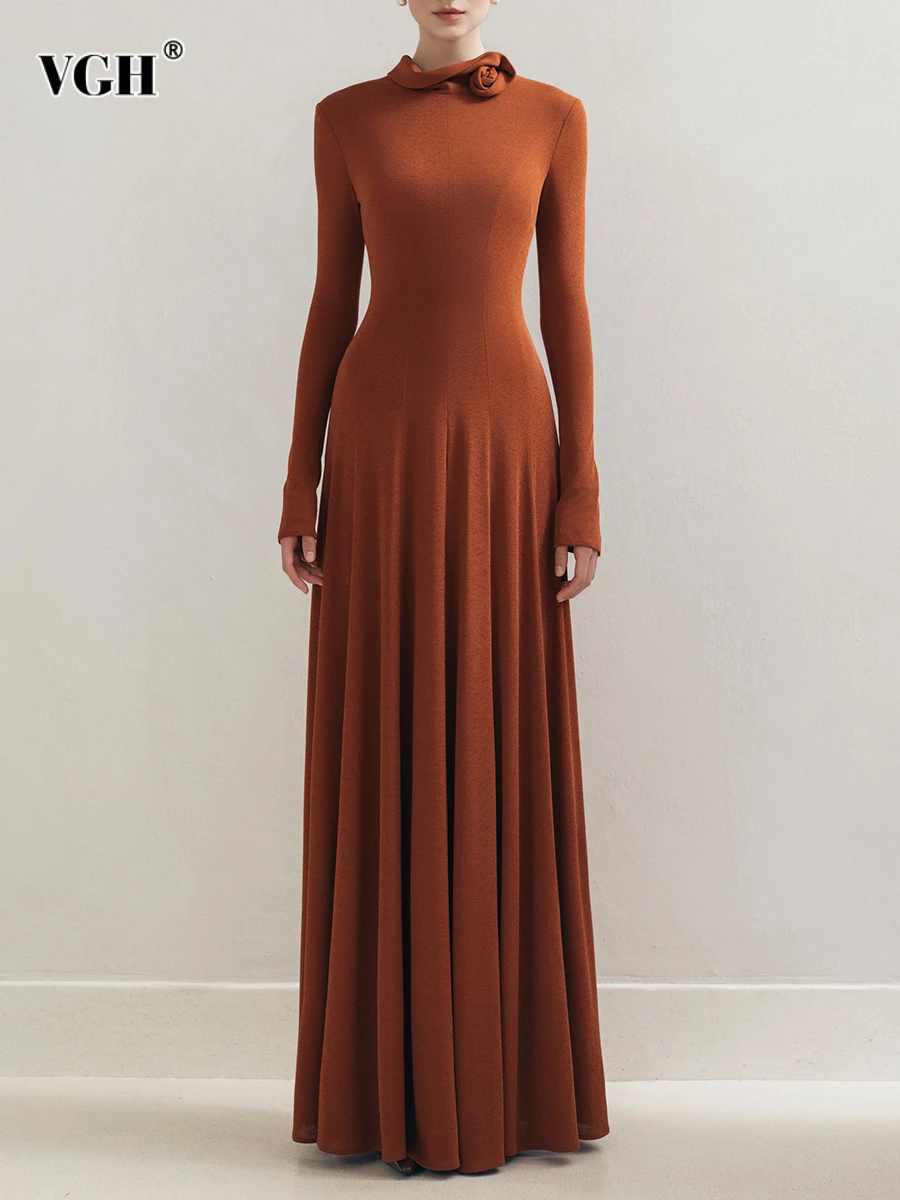 VGH Elegant Slimming Spliced Appliques Dresses for Women Turtleneck Long Sleeve High Waist Temperament Solid Dress Female New
VGH Elegant Slimming Spliced Appliques Dresses for Women Turtleneck Long Sleeve High Waist Temperament Solid Dress Female New