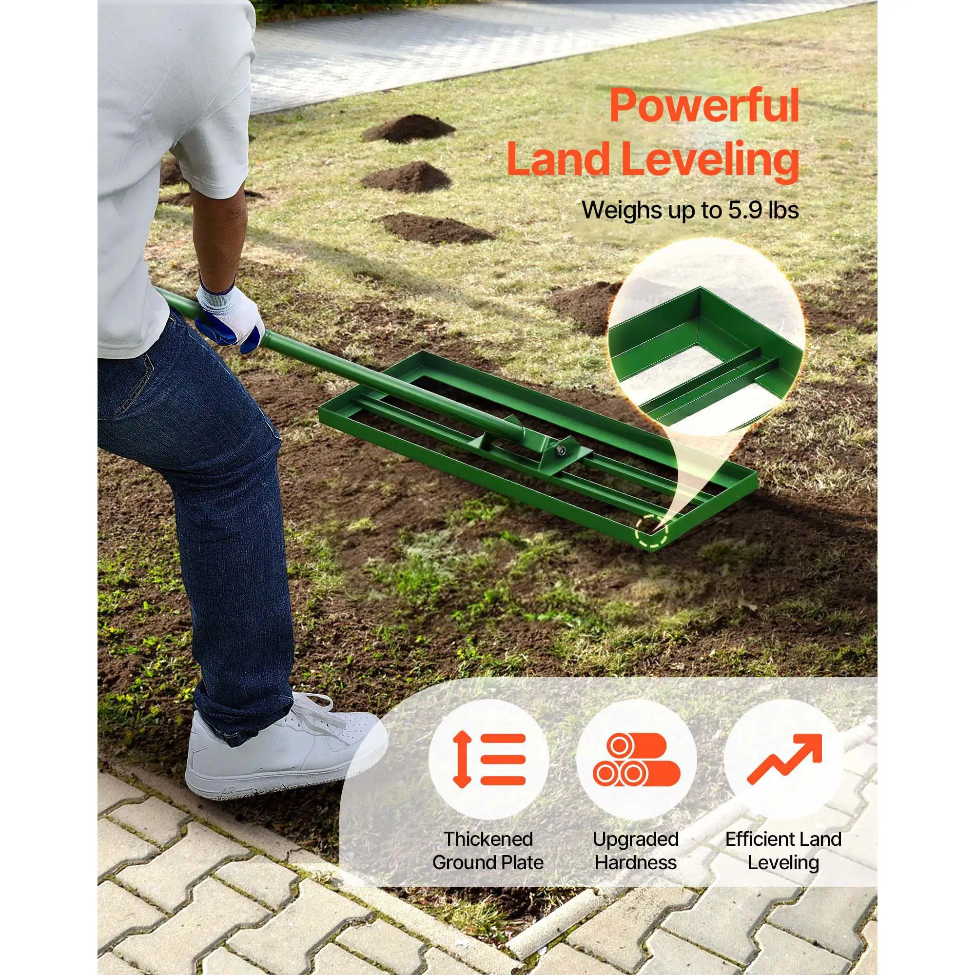 Lawn Leveling Rake, 30"x10" Level Lawn Tool, Heavy-duty Lawn Leveler with 78" Steel Extended Handle, Yard Leveling Rake Suit for Garden, Golf Lawn, Farm
Lawn Leveling Rake, 30"x10" Level Lawn Tool, Heavy-duty Lawn Leveler with 78" Steel Extended Handle, Yard Leveling Rake Suit for Garden, Golf Lawn, Farm