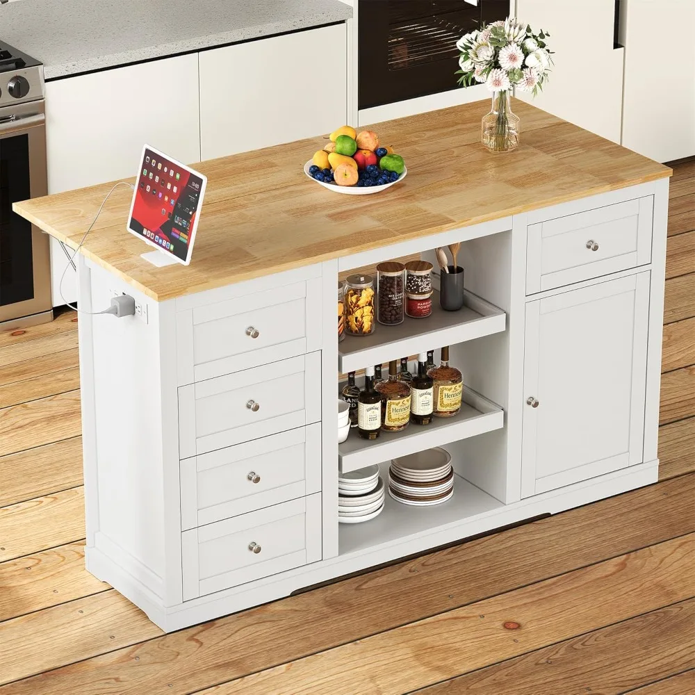 Kitchen Storage Island with Drop Leaf and Coffee Station, featuring a Pull-Out Tray and Rubberwood Top
Kitchen Storage Island with Drop Leaf and Coffee Station, featuring a Pull-Out Tray and Rubberwood Top