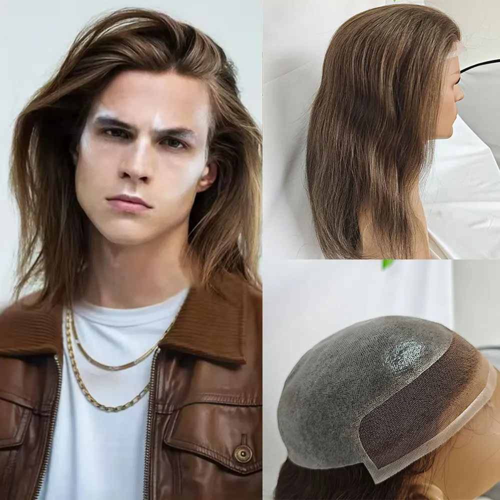 BIO Brown Human Hair Toupee for Men Lace Pu Hair Piece 13'' Long Straight Mens Wigs Replacement Systems Men and Women 8x10inch
BIO Brown Human Hair Toupee for Men Lace Pu Hair Piece 13'' Long Straight Mens Wigs Replacement Systems Men and Women 8x10inch