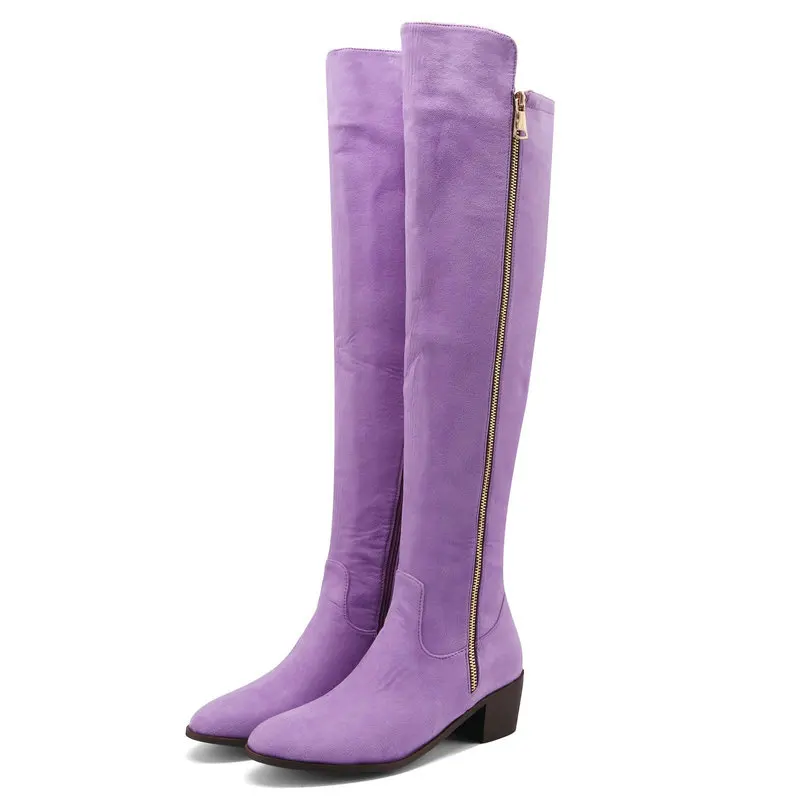 Flock Faux Suede Leather Green Purple Chunky High Heels Botines Mujer Women Winter Shoes Zipper Design Over-the-knee Long Boots
Flock Faux Suede Leather Green Purple Chunky High Heels Botines Mujer Women Winter Shoes Zipper Design Over-the-knee Long Boots