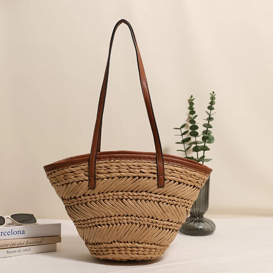 Summer Basket Straw Bags for Women Shoulder Bags Rattan Woven Top Handle Bag Hollow Raffia Crochet Beach Bag Casual Handbags
Summer Basket Straw Bags for Women Shoulder Bags Rattan Woven Top Handle Bag Hollow Raffia Crochet Beach Bag Casual Handbags