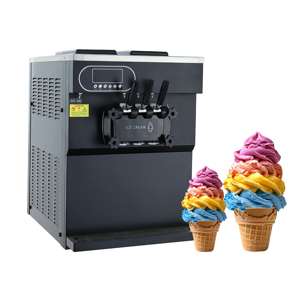 Shanyou 3-Heads Soft Serve Ice Cream Maker 28L Commercial Countertop Machine 2000W Electric Frozen Yogurt Gelato Dessert Maker 
Shanyou 3-Heads Soft Serve Ice Cream Maker 28L Commercial Countertop Machine 2000W Electric Frozen Yogurt Gelato Dessert Maker