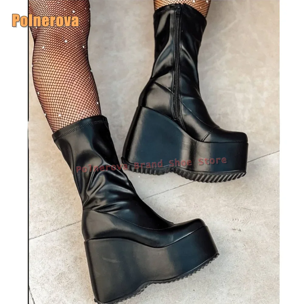 Модные пикантные сапоги до середины икры для девочек, уличный стиль 2026, черные эластичные ботинки на танкетке с круглым носком и боковой молнией, однотонные осенне-весенние
Модные пикантные сапоги до середины икры для девочек, уличный стиль 2026, черные эластичные ботинки на танкетке с круглым носком и боковой молнией, однотонные осенне-весенние