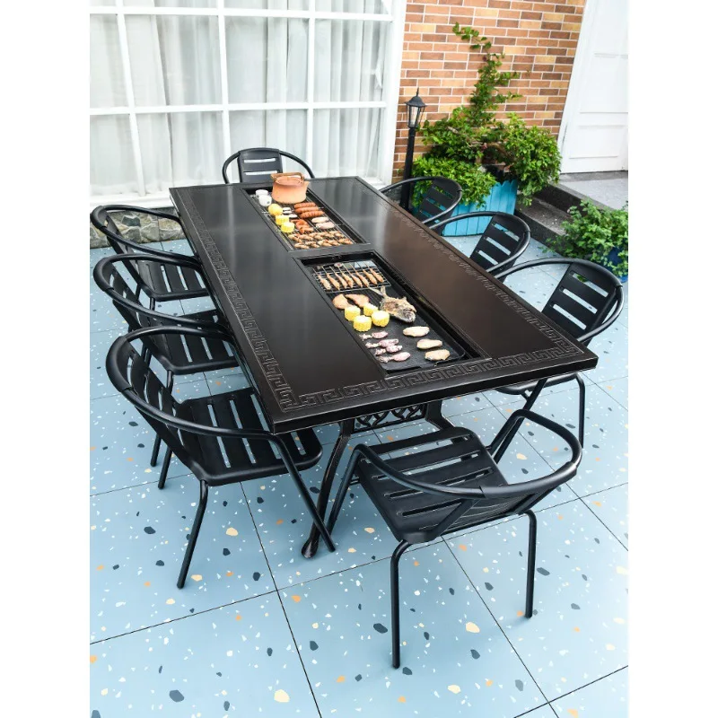 Tables and chairs Cast aluminum electric burning charcoal grill Garden open-air household electric smokeless barbecue
Tables and chairs Cast aluminum electric burning charcoal grill Garden open-air household electric smokeless barbecue
