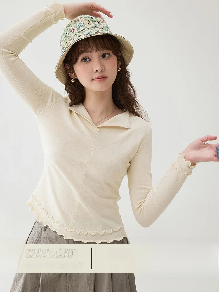 AMUU Original North Island Women's Knitted V-Neck Top Wave Flip Spring New Style Slim Fit Inner Wear Long Sleeve Shirt
AMUU Original North Island Women's Knitted V-Neck Top Wave Flip Spring New Style Slim Fit Inner Wear Long Sleeve Shirt