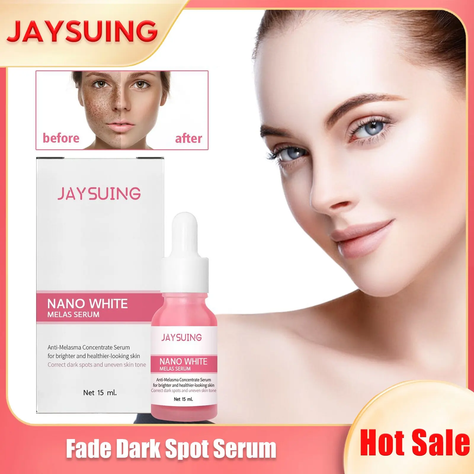 Whitening Freckle Serum Correct Melanin Fade Pigment Brighten Skin Tone Fade Fine Lines Hyaluronic Acid Anti Chloasma Essence
Whitening Freckle Serum Correct Melanin Fade Pigment Brighten Skin Tone Fade Fine Lines Hyaluronic Acid Anti Chloasma Essence