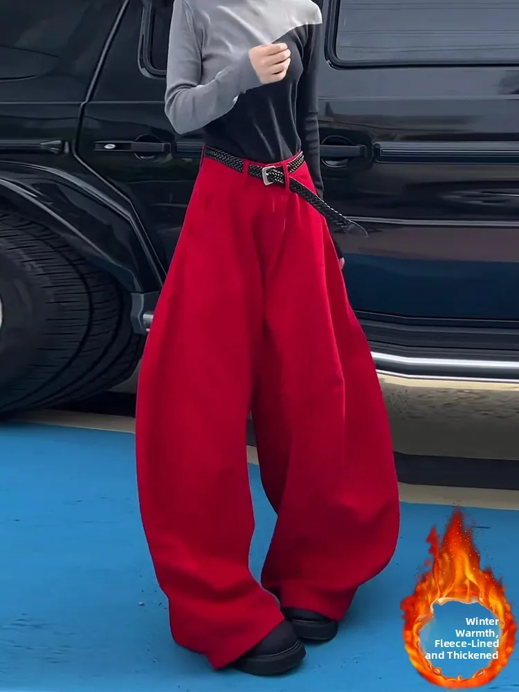 Loose Comfortable Red Wide Leg Denim Pants Women's High Waist Straight Cut Trousers Korean Sle Commute Faion Casual Pants
Loose Comfortable Red Wide Leg Denim Pants Women's High Waist Straight Cut Trousers Korean Sle Commute Faion Casual Pants