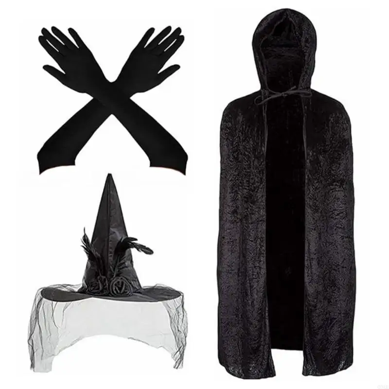 Q0KE Witch Costume Set Includes Witch Cloak, Witch Hat and Long Glove Halloween Hoodied Cape Costume for Teen Adult Cosplay
Q0KE Witch Costume Set Includes Witch Cloak, Witch Hat and Long Glove Halloween Hoodied Cape Costume for Teen Adult Cosplay
