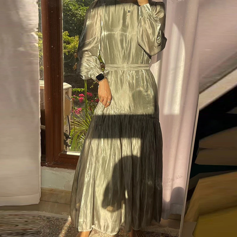 Elegant Solid High Waisted Lace Up Dresses Fall Women Temperament O Neck Evening Maxi Dress Fashion Long Sleeve Pleated Dresses
Elegant Solid High Waisted Lace Up Dresses Fall Women Temperament O Neck Evening Maxi Dress Fashion Long Sleeve Pleated Dresses