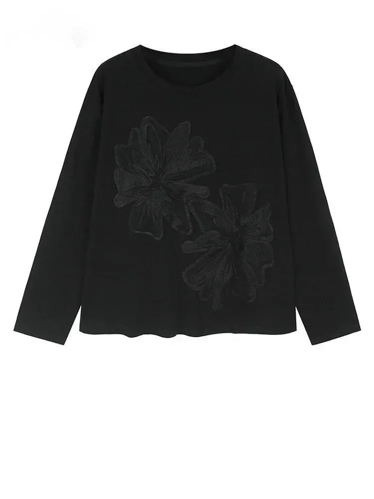 Women Black Mesh Flower Big Size Casual T-shirt New Round Neck Long Sleeve Fashion Tide Spring Autumn
Women Black Mesh Flower Big Size Casual T-shirt New Round Neck Long Sleeve Fashion Tide Spring Autumn