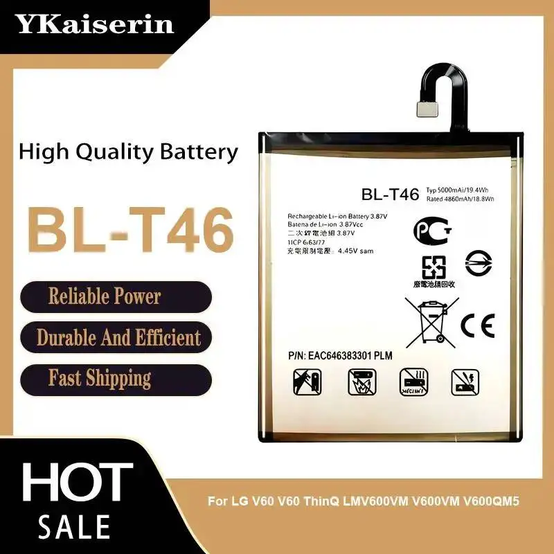 Аккумулятор для мобильного телефона LG V60 ThinQ LMV600VM V600VM V600QM5, 5000 мАч, сменный, BL-T46, быстрая зарядка
Аккумулятор для мобильного телефона LG V60 ThinQ LMV600VM V600VM V600QM5, 5000 мАч, сменный, BL-T46, быстрая зарядка