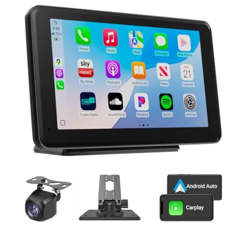 Wireless CarPlay and Android Auto Car Stereo - 7" HD Portable Touchscreen with Bluetooth 5.2, GPS Navigation, Mirror Link, 1080
Wireless CarPlay and Android Auto Car Stereo - 7" HD Portable Touchscreen with Bluetooth 5.2, GPS Navigation, Mirror Link, 1080