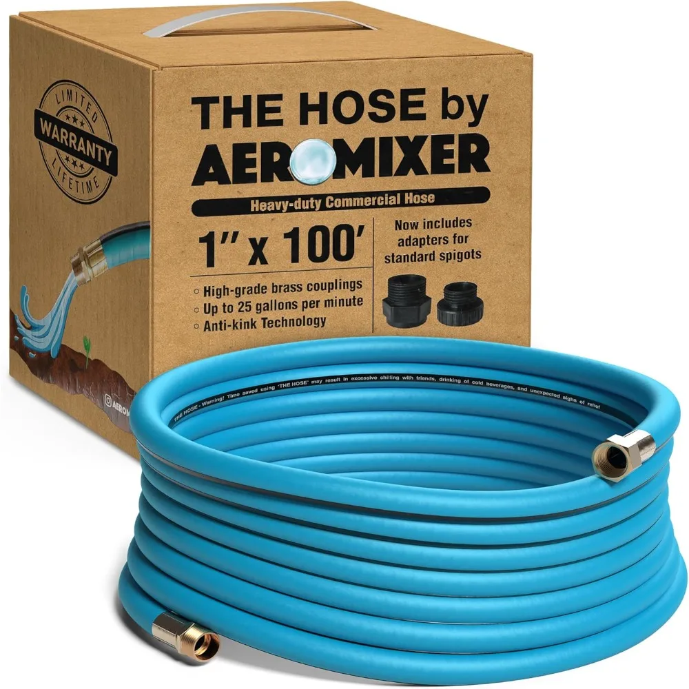 Aeromixer THE HOSE - 1 Inch Garden Hose 100 Ft, Includes Adapters 3/4 Spigots, Kinkless Commercial Garden Hoses, Heavy Duty Wate
Aeromixer THE HOSE - 1 Inch Garden Hose 100 Ft, Includes Adapters 3/4 Spigots, Kinkless Commercial Garden Hoses, Heavy Duty Wate
