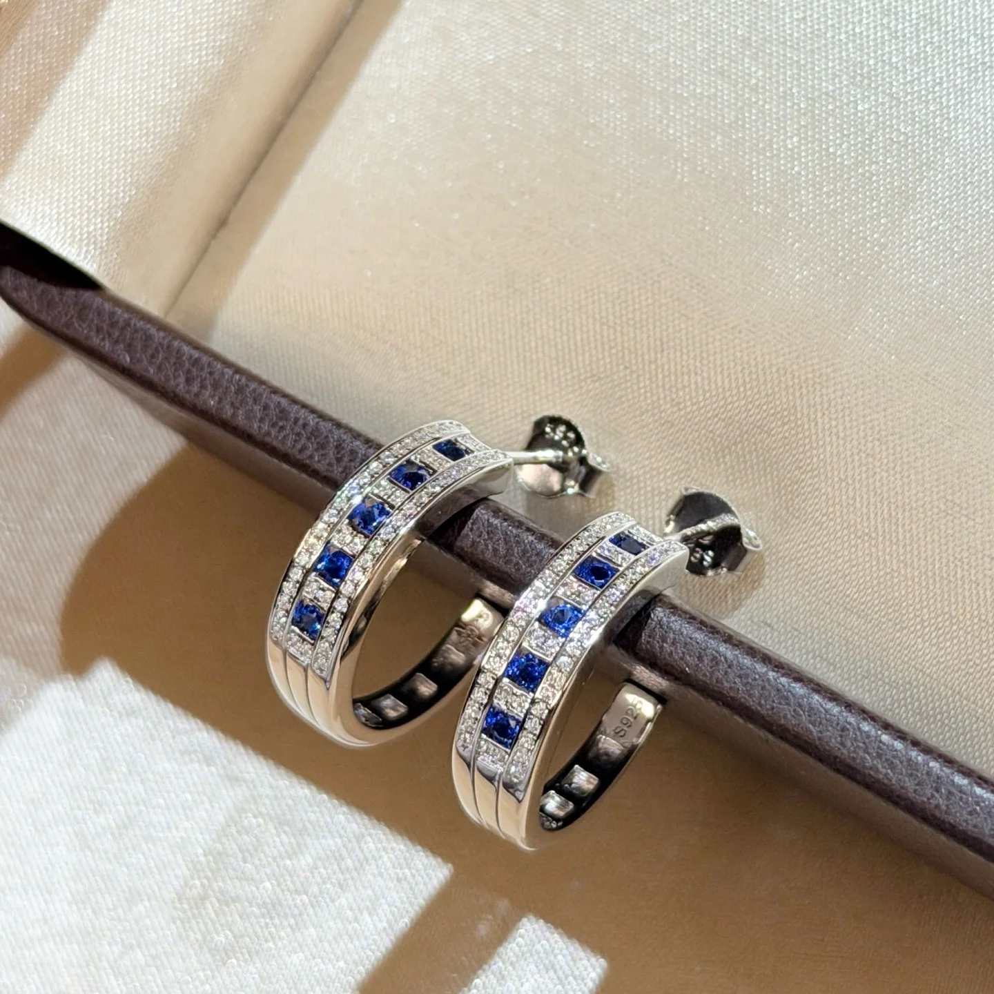 100% 925 Sterling Silver Pave Blue And White Zriconia Earrings For Women Fine Jewelry
100% 925 Sterling Silver Pave Blue And White Zriconia Earrings For Women Fine Jewelry
