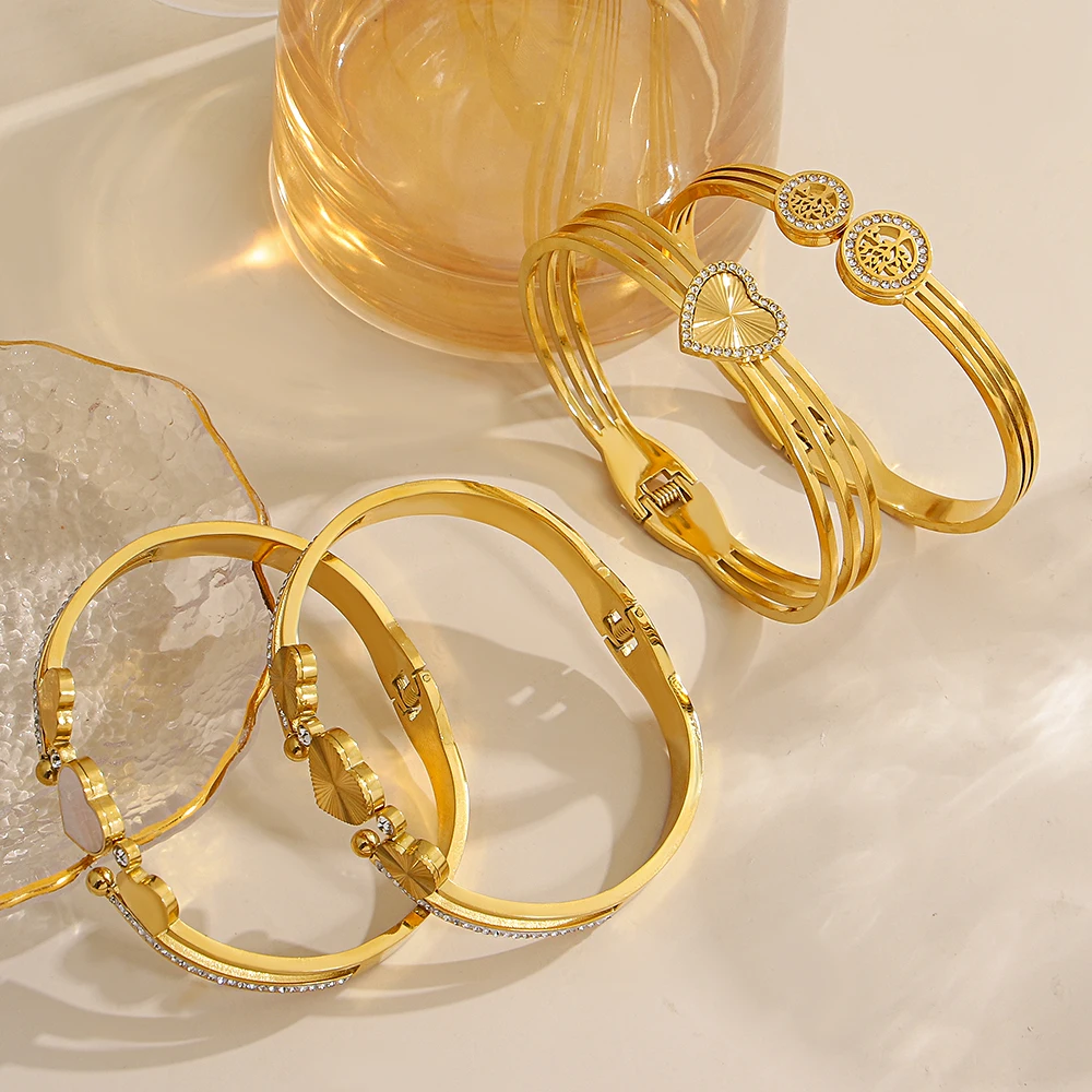 Freetry Glossy Rhinestone Stainless Steel Round Bracelet for Women Retro Tree of Life Heart Spring Bangle Waterproof Jewelry
Freetry Glossy Rhinestone Stainless Steel Round Bracelet for Women Retro Tree of Life Heart Spring Bangle Waterproof Jewelry