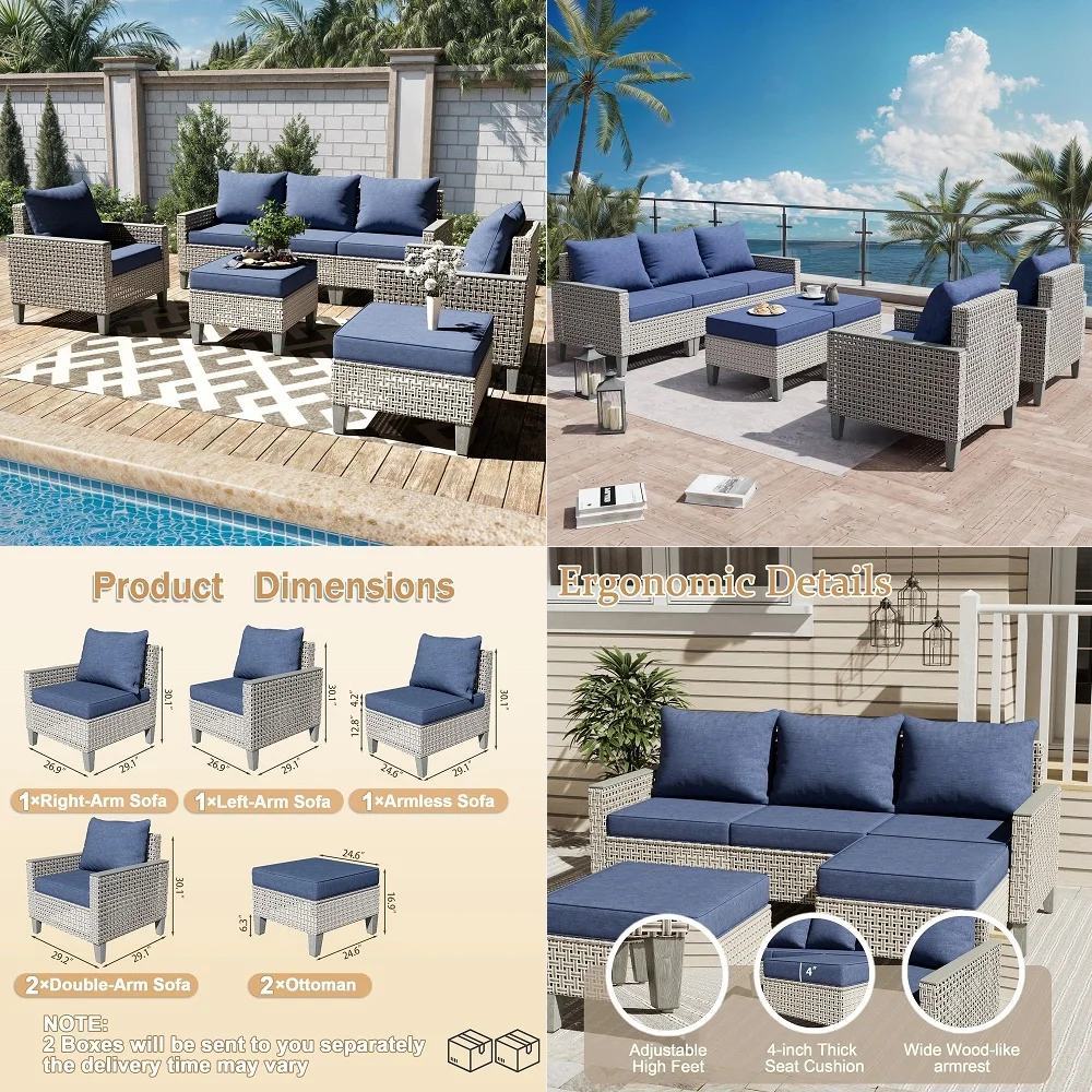 5 Piece Patio Furniture Set with Cushions, Outdoor Rattan Sectional Sofa Conversation Set with Washable Covers, Garden amp Pool
5 Piece Patio Furniture Set with Cushions, Outdoor Rattan Sectional Sofa Conversation Set with Washable Covers, Garden amp Pool