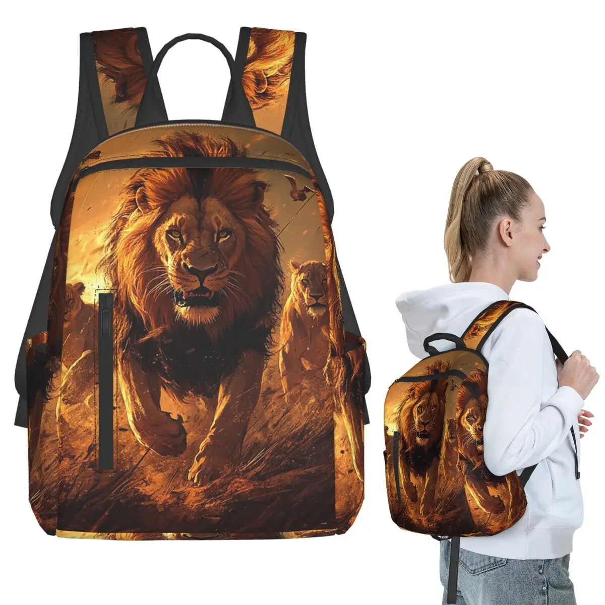 Fierce Beast Lion In African Grasslands Backpack Student BookBag Kids School Bag Laptop Shoulder Bags Men Women
Fierce Beast Lion In African Grasslands Backpack Student BookBag Kids School Bag Laptop Shoulder Bags Men Women