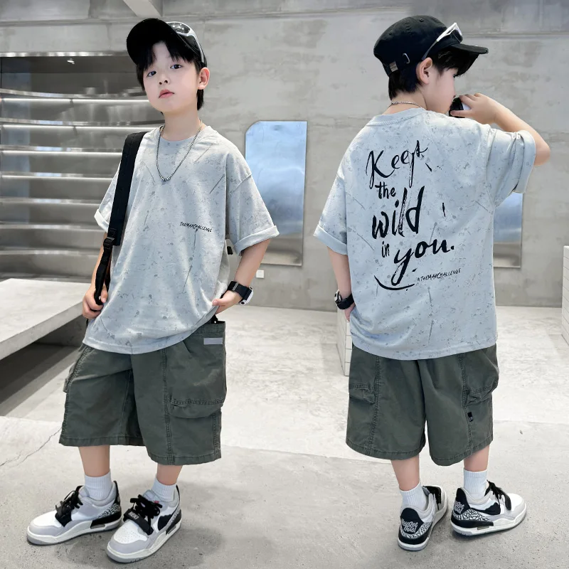 Summer Suit for Boy with Shorts Two Piece Clothing Set Kids Child Cotton Top and Bottom Clothes Set Casual Outfit Tracksuit 5-14
Summer Suit for Boy with Shorts Two Piece Clothing Set Kids Child Cotton Top and Bottom Clothes Set Casual Outfit Tracksuit 5-14