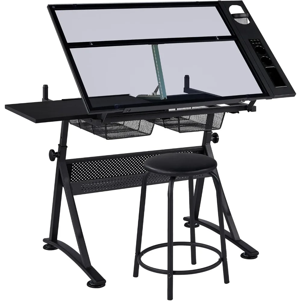 Drafting Table w/Stool Height Adjustable Multifunctional Art Craft Artists Desk Tilting Glass Tabletop Diamond Paintings Work S
Drafting Table w/Stool Height Adjustable Multifunctional Art Craft Artists Desk Tilting Glass Tabletop Diamond Paintings Work S