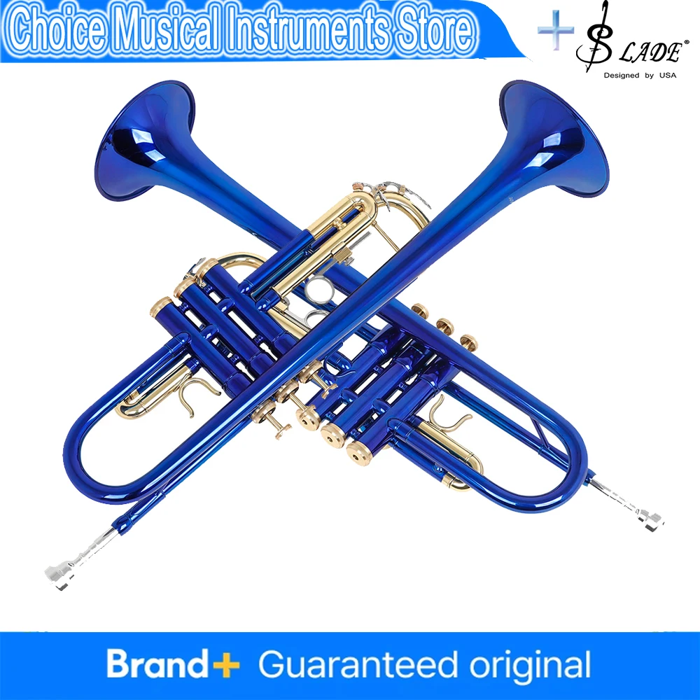 SLADE Bb Blue Trumpet Brass body Gold-Plated B Flat Trumpet Set for Performance Beginners Brass Instrument With Accessories
SLADE Bb Blue Trumpet Brass body Gold-Plated B Flat Trumpet Set for Performance Beginners Brass Instrument With Accessories