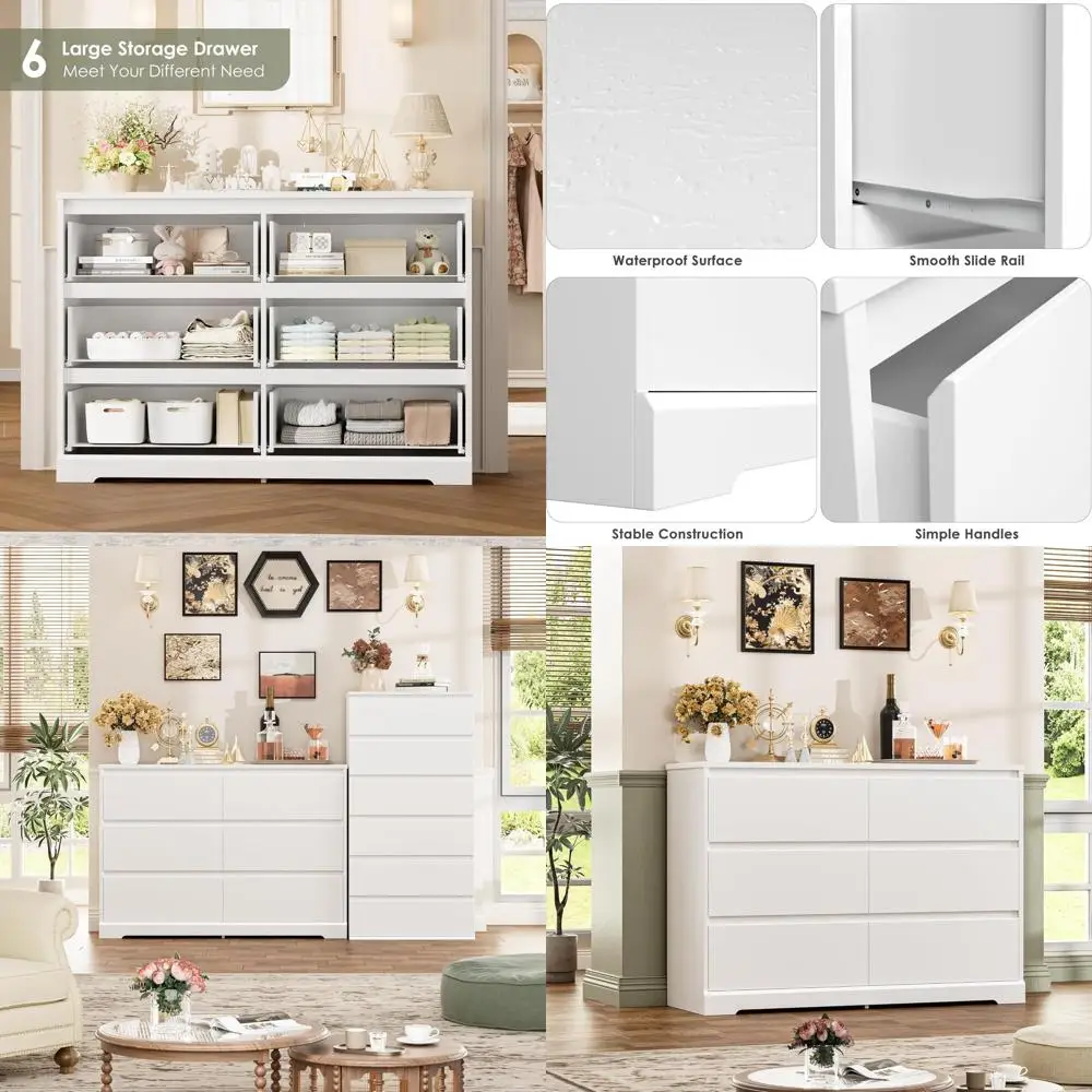 47.2 Tall White Wooden Chest with Deep Drawers for Bedroom or Living Room
47.2 Tall White Wooden Chest with Deep Drawers for Bedroom or Living Room