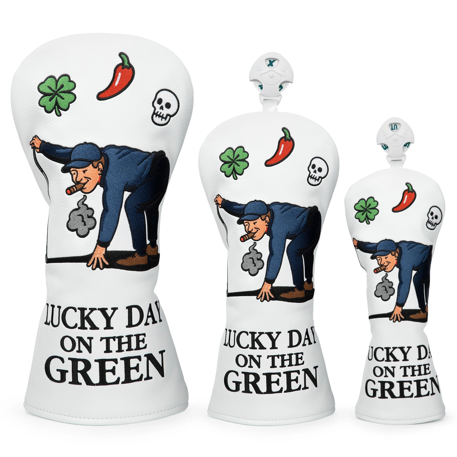 Чехлы для клюшек для гольфа Lucky DAYON: Изысканная вышивка, чехлы для драйверов, чехлы для вудов Fairway, чехлы для гибридов, кожаные чехлы для гольф-клюшек
Чехлы для клюшек для гольфа Lucky DAYON: Изысканная вышивка, чехлы для драйверов, чехлы для вудов Fairway, чехлы для гибридов, кожаные чехлы для гольф-клюшек