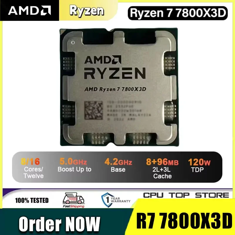 AMD Ryzen 7 7800X3D CPU, R7 7800X3D, 5.0GHz, 8-Core,16-Thread,5NM,96M,100-100000910 Socket AM5 New Tray Without Cooler
AMD Ryzen 7 7800X3D CPU, R7 7800X3D, 5.0GHz, 8-Core,16-Thread,5NM,96M,100-100000910 Socket AM5 New Tray Without Cooler